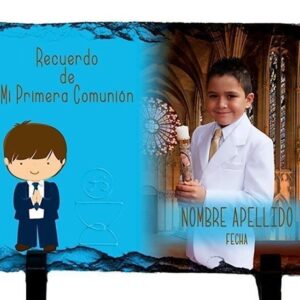 Pizarra Comunión natural personalizada con fotos 15x20