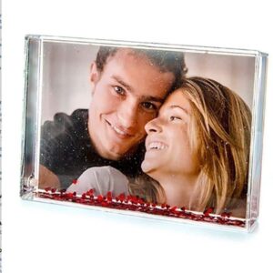 Bola de nieve con fotos rectangular copos corazón