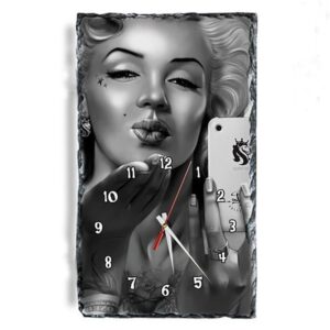 Reloj pizarra natural personalizado con fotos Vertical