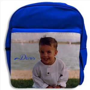 Mochila personalizada con fotos infantil azul