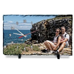 Reloj personalizado con fotos en pizarra