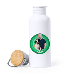 Botella personalizada con asa tapa madera